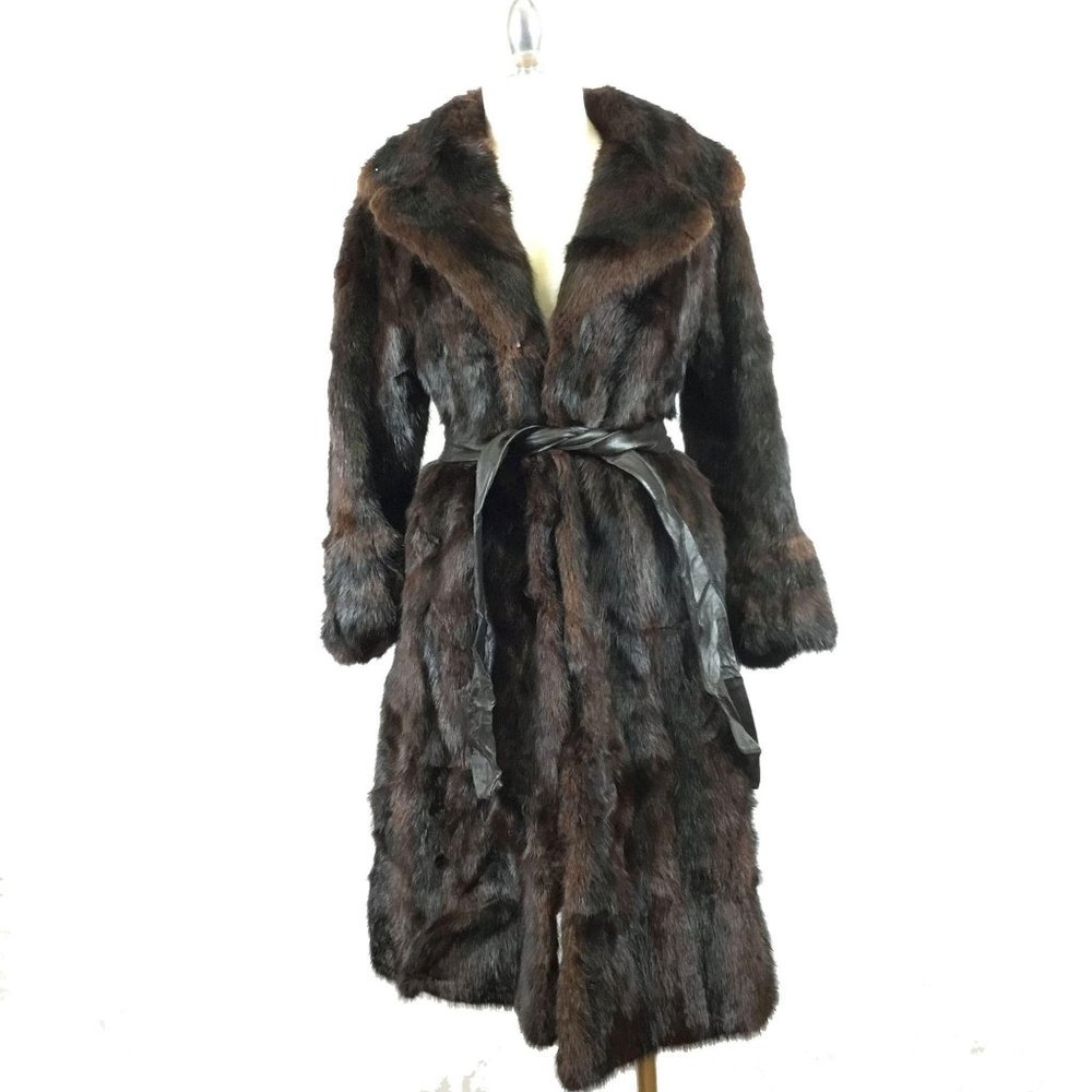 Evans 1940s-50s Mink Fur Long Coat with Belt